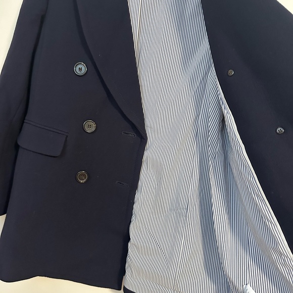 J. crew Double Cloth wool blend navy peacoat short button lady jacket fall coat - Picture 5 of 6